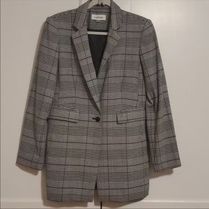 Calvin Klein long plaid blazer